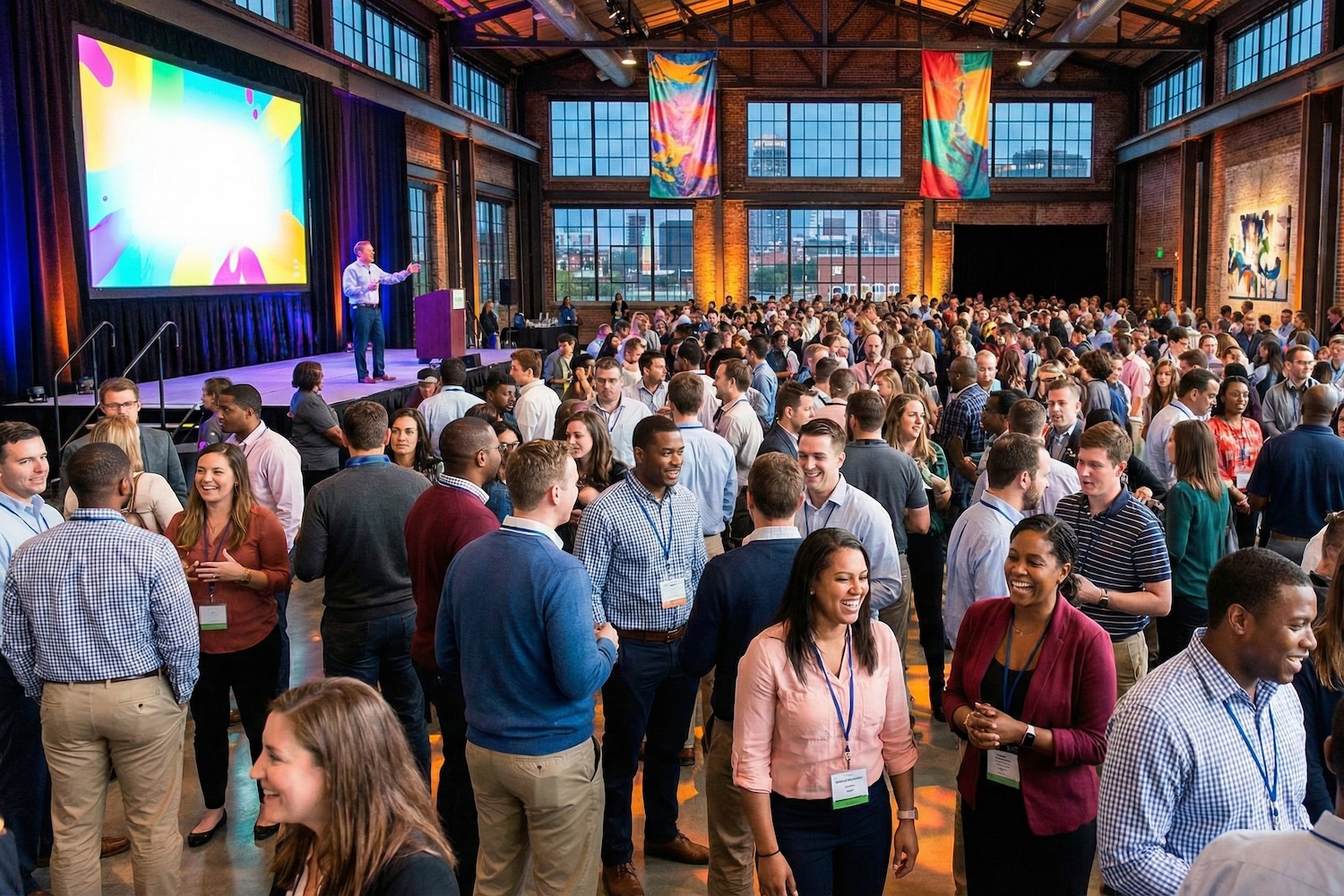 A diverse group of people at an event.