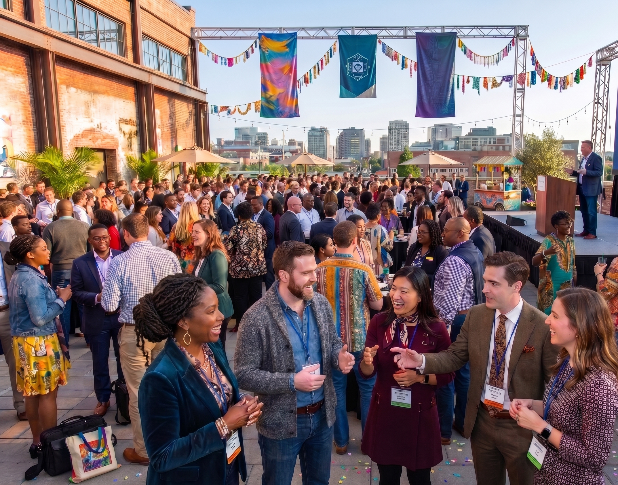 A diverse group of people at an event.